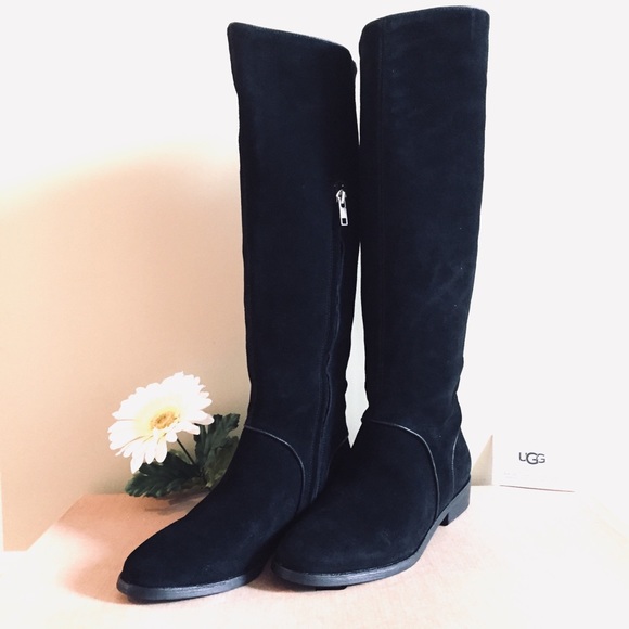 UGG Shoes - NEW UGG GRACEN Black Suede Tall Boots, With Box, 8
